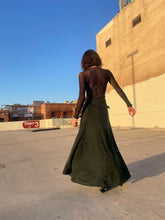 Load image into Gallery viewer, 1990s Green Plaid Shiny Maxi Skirt