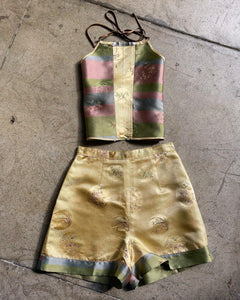 Daisy Sunset Silk Halter Top + Shorts Set