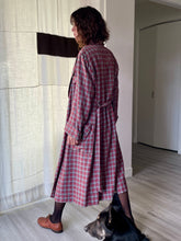 Load image into Gallery viewer, 1940s Red Plaid Wool Gabardine Robe w/ Belt