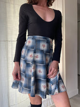 Load image into Gallery viewer, 1990s Blue Floral Plaid Skater Tennis Skirt