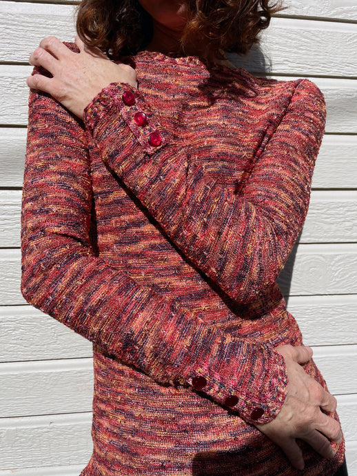 1970s Italian Red Space-Dye Knit Sweater