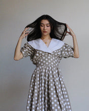 Load image into Gallery viewer, 1980s Tawny Brown Polka Dot Dress