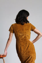 Load image into Gallery viewer, 1960s Abstract Silk Velvet Burnout Caramel Cheongsam Qipao Dress
