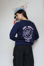 Load image into Gallery viewer, Why Not Now? Blue Sacred Scrap Collage Sweater