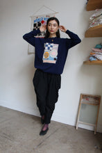 Load image into Gallery viewer, Why Not Now? Blue Sacred Scrap Collage Sweater