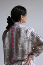 Load image into Gallery viewer, Fishnet Lace Print Silk Blouse