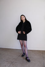 Load image into Gallery viewer, 1980s Faux Fur Black Moto Cropped Jacket