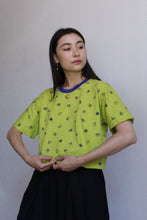 Load image into Gallery viewer, 1980s Lime Green Scribble Print Crop Top