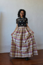 Load image into Gallery viewer, Laura Ashley Raw Silk Plaid Full Pleated Maxi Skirt