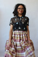 Load image into Gallery viewer, Laura Ashley Raw Silk Plaid Full Pleated Maxi Skirt