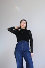 Load image into Gallery viewer, 1990s Black Mesh Long Sleeve Ruffle Turtleneck Blouse