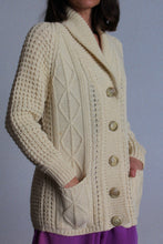 Load image into Gallery viewer, 1970s Irish Wool Fisherman Knit Cardigan Sweater