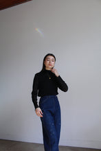 Load image into Gallery viewer, 1990s Black Mesh Long Sleeve Ruffle Turtleneck Blouse