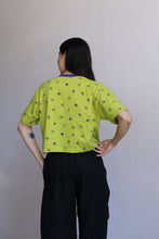 Load image into Gallery viewer, 1980s Lime Green Scribble Print Crop Top