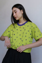 Load image into Gallery viewer, 1980s Lime Green Scribble Print Crop Top