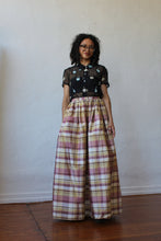 Load image into Gallery viewer, Laura Ashley Raw Silk Plaid Full Pleated Maxi Skirt