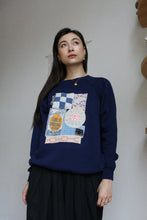 Load image into Gallery viewer, Why Not Now? Blue Sacred Scrap Collage Sweater