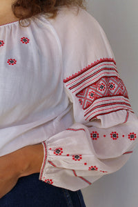 1960s Cross Stitch Cotton Blouse