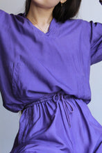 Load image into Gallery viewer, 1980s Purple Silk Pullover & Shorts Set