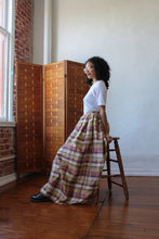 Load image into Gallery viewer, Laura Ashley Raw Silk Plaid Full Pleated Maxi Skirt