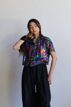 Load image into Gallery viewer, 1980s Metallic Animal Print Blouse