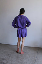 Load image into Gallery viewer, 1980s Purple Silk Pullover & Shorts Set