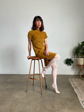Load image into Gallery viewer, 1960s Abstract Silk Velvet Burnout Caramel Cheongsam Qipao Dress