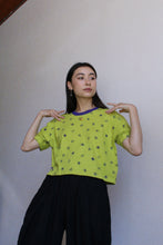 Load image into Gallery viewer, 1980s Lime Green Scribble Print Crop Top