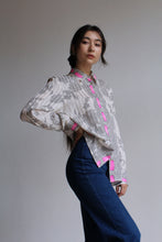 Load image into Gallery viewer, Fishnet Lace Print Silk Blouse
