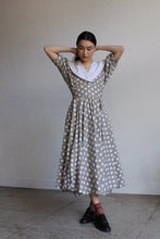 Load image into Gallery viewer, 1980s Tawny Brown Polka Dot Dress