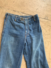 Load image into Gallery viewer, Rare 1970s Dark  Wash High Waisted Bell Bottom Jeans