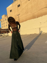 Load image into Gallery viewer, 1990s Green Plaid Shiny Maxi Skirt