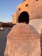 Load image into Gallery viewer, 1960s Ivory Butterfly Knit Fringe Poncho Shawl