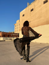 Load image into Gallery viewer, 1970s Black Ruffle Lace Lingerie Duster Robe