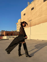 Load image into Gallery viewer, 1980s Zodiac Thigh High Black Leather Cowgirl Boots - Size 8.5