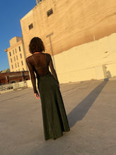 Load image into Gallery viewer, 1990s Green Plaid Shiny Maxi Skirt