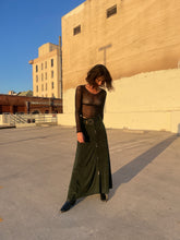 Load image into Gallery viewer, 1990s Green Plaid Shiny Maxi Skirt