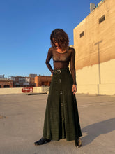 Load image into Gallery viewer, 1990s Green Plaid Shiny Maxi Skirt