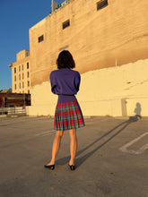 Load image into Gallery viewer, 1990s Pink + Turquoise Plaid Pleated Mini Skirt