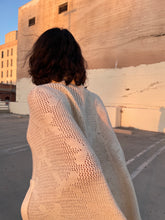 Load image into Gallery viewer, 1960s Ivory Butterfly Knit Fringe Poncho Shawl