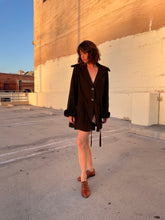Load image into Gallery viewer, 1920s Brown Wool Silk Embroidered Arts &amp; Crafts Belted Coat w/ Rabbit Fur Trim