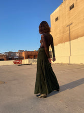 Load image into Gallery viewer, 1990s Green Plaid Shiny Maxi Skirt