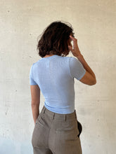 Load image into Gallery viewer, 1990s Periwinkle Blue Second Skin Ribbed Blouse