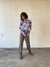 Load image into Gallery viewer, 1990s Indigo Blue Sheer Floral Print Long Sleeve Blouse