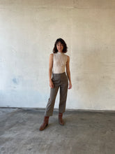 Load image into Gallery viewer, 1990s Oatmeal Floral Lace Mock Turtleneck Sleeveless Blouse