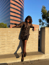 Load image into Gallery viewer, 1990s Black Sheer Polka Dot Embossed Long Button Up Blouse
