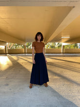 Load image into Gallery viewer, 1970s Navy Blue Wool Pleated Maxi Skirt