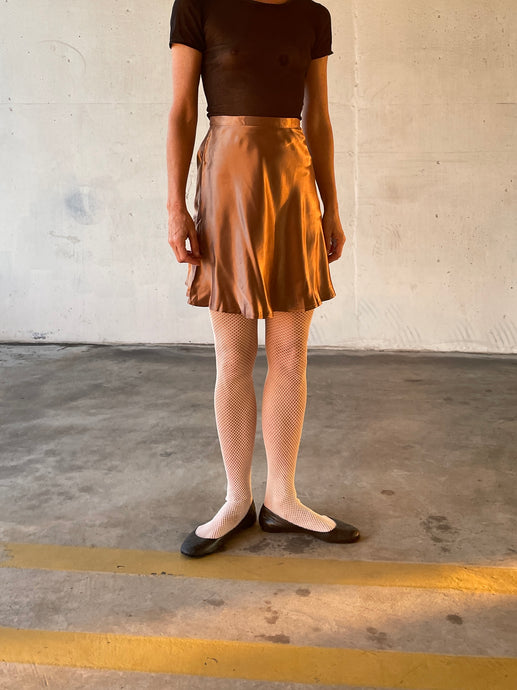 1990s Copper Satin Mini Skirt