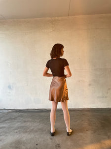 1990s Copper Satin Mini Skirt