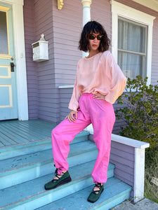 1980s Bubblegum Pink Silk Pullover Blouse